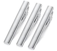 HONEY BEAR 2.12" Fermacravatte Uomo Set di 3 per Cravatta di Dimensioni Normali 5.4cm (Argento spazzolato 2.12")