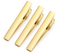 HONEY BEAR 2.12" Fermacravatte Uomo Set di 3 per Cravatta di Dimensioni Normali 5.4cm (Oro spazzolato orizzontale 2.12" con scatola)