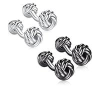 HONEY BEAR 2 paia nodo twisted gemelli set, acciaio inossidabile per camicia da uomo regalo di affari di nozze (senza scatola)
