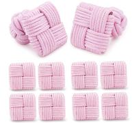 HONEY BEAR 5 paia seta tessuto nodo gemelli set per camicia/abito uomo/Donna, Forma Quadrato per Regalo di nozze d'affari (Rosa chiaro con scatola)