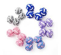 HONEY BEAR 5 Paia Seta Tessuto Nodo Gemelli Set per Uomo Donna Camicia Abito Accessori Decorazione con Scatola (Mix Blu Viola Rosa con scatola)