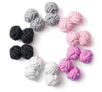 HONEY BEAR 5 Paia Seta Tessuto Nodo Gemelli Set per Uomo Donna Camicia Abito Accessori Decorazione con Scatola (Rosa Nero Bianco con scatola)