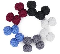 HONEY BEAR 5 Paia Seta Tessuto Nodo Gemelli Set per Uomo Donna Camicia Abito Accessori Decorazione con Scatola (Rosso Grigio Blu con scatola)