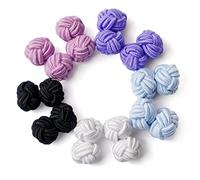HONEY BEAR 5 Paia Seta Tessuto Nodo Gemelli Set per Uomo Donna Camicia Abito Accessori Decorazione(Rotondo 5 con scatola)