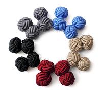 HONEY BEAR 5 Paia Seta Tessuto Nodo Gemelli Set per Uomo Donna Camicia Abito Accessori Decorazione(Rotondo 6 senza scatola)