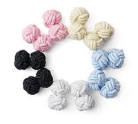 HONEY BEAR 5 Paia Seta Tessuto Nodo Gemelli Set per Uomo Donna Camicia Abito Accessori Decorazione(Rotondo 4 senza scatola)