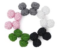 HONEY BEAR 5 Paia Seta Tessuto Nodo Gemelli Set per Uomo Donna Camicia Abito Accessori Decorazione (Verde Rosa Nero senza scatola)