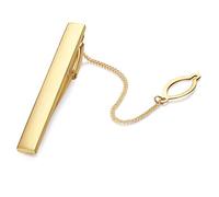 HONEY BEAR Fermacravatta con Catena per Uomo - dimensione normale acciaio regalo di nozze di business,5.4cm (Oro)