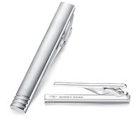 Honey Bear Fermacravatta per Uomo - dimensione normale acciaio regalo di nozze di business,5.4cm Argento mat