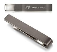 HONEY BEAR Fermacravatta Uomo - 1.57“/1.97"/2.12"/2.36" Dimensione Standard Normale/Sottile Regalo di Nozze di Business,4/5/5.4/6cm (4cm Nero canna di fucile spazzolato)