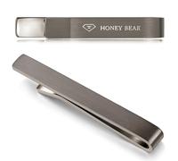 HONEY BEAR Fermacravatta Uomo - 1.57“/1.97"/2.12"/2.36" Dimensione Standard Normale/Sottile Regalo di Nozze di Business,4/5/5.4/6cm (5cm Nero canna di fucile spazzolato)