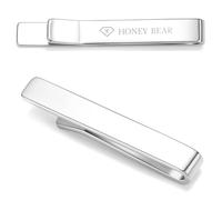 HONEY BEAR Fermacravatta Uomo - 1.57“/1.97"/2.12"/2.36" Dimensione Standard Normale/Sottile Regalo di Nozze di Business,4/5/5.4/6cm (Argento lucido 4cm)