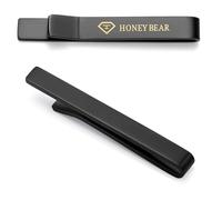HONEY BEAR Fermacravatta Uomo - 2.12inch Dimensione Standard Normale Regalo di Nozze di Business,5.4cm (Nero opaco 5.4cm)