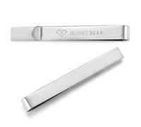 HONEY BEAR Fermacravatte Uomo per cravatta di dimensioni normali,Acciaio Inox, Ferma Cravatta per Regalo di Nozze D'affari,5.4cm (Argento opaco)