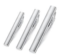 HONEY BEAR Fermacravatte Uomo Set di 3 per Cravatta di Dimensioni Normali 1.96"&2.12"&2.36", 5cm&5.4cm&6cm con scatola (Argento spazzolato)