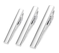 HONEY BEAR Fermacravatte Uomo Set di 3 per Cravatta di Dimensioni Normali 1.96"&2.12"&2.36", 5cm&5.4cm&6cm con scatola (Argento lucido)