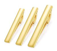 HONEY BEAR Fermacravatte Uomo Set di 3 per Cravatta di Dimensioni Normali 1.96"&2.12"&2.36", 5cm&5.4cm&6cm con scatola (Oro lucido)