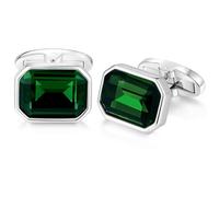 HONEY BEAR Gemelli con Zircone Verde Cristallo Ottagonale Rame per Uomo Camicia Business Regalo di Matrimonio (Verde)