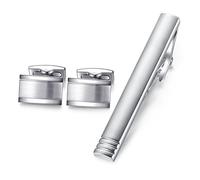 Honey Bear gemelli Fermacravatta Set da polso uomo - Rettangolo camicia acciaio per matrimonio Commercio Regalo (argento) (style 2 senza scatola)