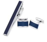 HONEY BEAR Gemelli Fermacravatta Set da Polso Uomo - Rettangolo Camicia per Matrimonio Commercio Regalo,Blu marino
