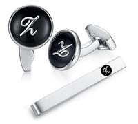 Honey Bear gemelli & Fermacravatta uomo con iniziali alfabeto lettera per uomo - camicia acciaio per matrimonio Commercio Regalo,Nero (Z)