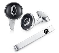 Honey Bear gemelli & Fermacravatta uomo con iniziali alfabeto lettera per uomo - camicia acciaio per matrimonio Commercio Regalo,Nero (O)