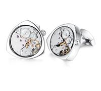 Honey Bear Gemelli Movimento Dell'orologio Steampunk Per Uomo Camicia, Triangolo acciaio per regalo di nozze affari con scatola (Argento)