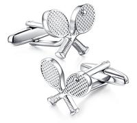 HONEY BEAR Gemelli sportivi in argento con racchetta da tennis e palla
