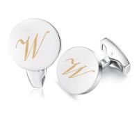 Honey Bear gemelli uomo con iniziali alfabeto lettera per uomo - camicia acciaio per matrimonio Commercio Regalo,Argent (W)