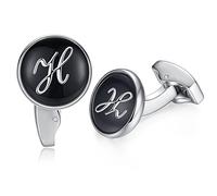 Honey Bear gemelli uomo con iniziali alfabeto lettera per uomo - camicia acciaio per matrimonio Commercio Regalo,Nero (H)