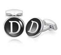 HONEY BEAR gemelli uomo con iniziali alfabeto lettera per uomo - camicia acciaio per matrimonio Commercio Regalo,Nero (D)