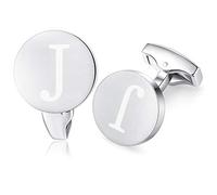 Honey Bear Gemelli Uomo con iniziali Alfabeto Lettera per Uomo - Camicia Acciaio per Matrimonio Commercio Regalo,Argento Spazzolato (J)