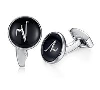 Honey Bear gemelli uomo con iniziali alfabeto lettera per uomo - camicia acciaio per matrimonio Commercio Regalo,Nero (V)