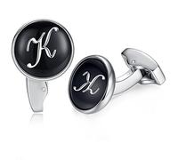 Honey Bear gemelli uomo con iniziali alfabeto lettera per uomo - camicia acciaio per matrimonio Commercio Regalo,Nero (K)