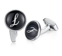 Honey Bear gemelli uomo con iniziali alfabeto lettera per uomo - camicia acciaio per matrimonio Commercio Regalo,Nero (L)