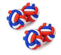 HONEY BEAR Gemelli Uomo/Donna Seta Forma di Nodo in Tessuto per Camicia/Camicetta/Abito,1 Paio (Blu rosso bianco)