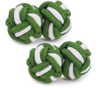 HONEY BEAR Gemelli Uomo/Donna Seta Forma di Nodo in Tessuto per Camicia/Camicetta/Abito,1 Paio (Verde scuro con bianco)