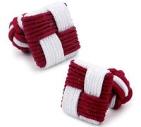 HONEY BEAR Gemelli Uomo/Donna Seta Forma di Nodo in Tessuto per Camicia/Vestito, Forma Piazza per Regalo di Nozze aziendali (Rosso Bianco)