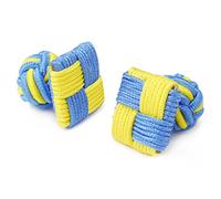 HONEY BEAR Gemelli Uomo/Donna Seta Forma di Nodo in Tessuto per Camicia/Vestito, Forma Piazza per Regalo di Nozze aziendali (Blu + Giallo)