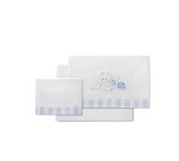 Honey Bear - Lenzuola in flanella, colore: bianco e blu