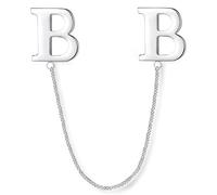 HONEY BEAR Lettere dell'alfabeto Spilla a catena Spilla per donna Uomo Camicia Colletto al collo Etichetta Spilla con nappa, Acciaio inossidabile per regalo d'affari, dalla A alla Z,Argento (B)