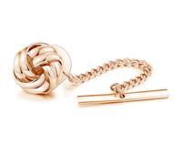 HONEY BEAR Nodo da uomo ruotato Tie Pin Tack con catena fermacravatta per accessori camicia, regalo di nozze aziendale, 1.2cm, Acciaio inossidabile, Non pietra preziosa