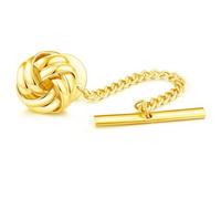 HONEY BEAR Nodo da uomo ruotato Tie Pin Tack con catena fermacravatta per accessori camicia, regalo di nozze aziendale, 1.2cm, Acciaio inossidabile, Non pietra preziosa