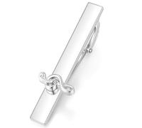HONEY BEAR Nota Musicale Croma Ottava Nota Fermacravatta per Uomo - Dimensione Normale Regalo di Nozze di Business,5.4cm,Argento