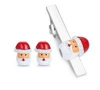 HONEY BEAR Santa Claus Babbo Natale Cufflinks Gemelli & Fermacravatta per uomo - in acciaio inox, con la scatola