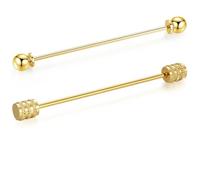 HONEY BEAR Set 2 pezzi spilla da colletto per camicia da uomo, smoking,Collare Clip collar pin per regalo di nozze affari (Cilindro+Griglia, Oro)