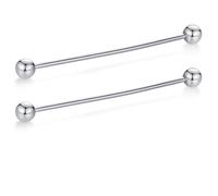HONEY BEAR Set 2 pezzi spilla da colletto per camicia da uomo, smoking,Collare Clip collar pin per regalo di nozze affari (Palla, Argento)
