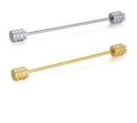 HONEY BEAR Set 2 pezzi spilla da colletto per camicia da uomo, smoking,Collare Clip collar pin per regalo di nozze affari (Cilindro, Argento+Oro)