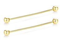HONEY BEAR Set 2 pezzi spilla da colletto per camicia da uomo, smoking,Collare Clip collar pin per regalo di nozze affari (Palla, Oro)