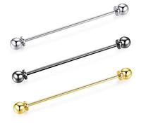 HONEY BEAR Set 3 pezzi spilla da colletto per camicia da uomo, smoking,Collare Clip collar pin acciaio inossidabile per regalo di nozze affari (Barbello 3pcs senza scatola)